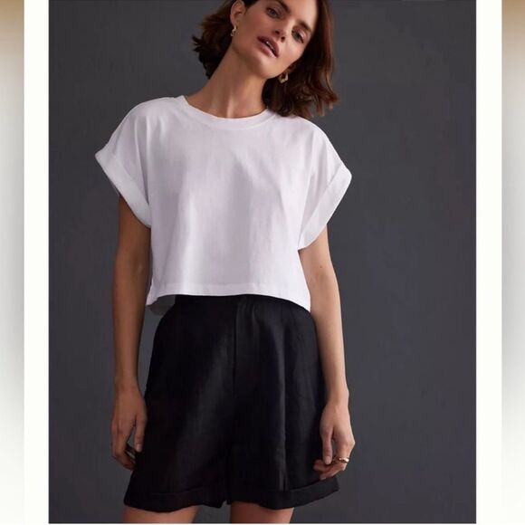 Sleeper Cuffed Linen Black Shorts - Picture 1 of 8